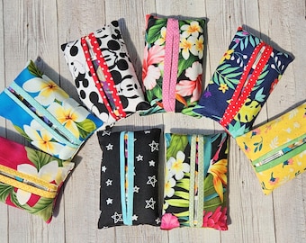 Pocket Tissue Case ~ Travel Tissue  Holder ~ Cotton Fabric Pocket Tissue Holder ~ Soft Sided Tissues  On The Go Pack ~ Tropical Hawaiian
