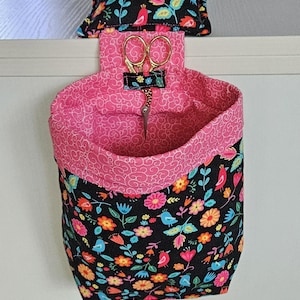 Thread Catcher with Pin Cushion ~ Thread Disposal bin and Pincushion With 3 Bird Pins ~ Tab for Snips ~ Perfect Gift For Sewers or Crafters