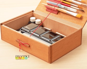 Watercolor and Acrylic Gouache Travel Box: A5 Wood Color Case - Da Vinci