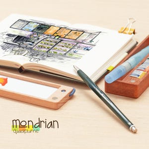 Conjunto de acuarelas para dibujar a mano de Mondrian