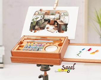 Watercolor Travel Box: A5 Wood Color Palette - Sagal Cotman