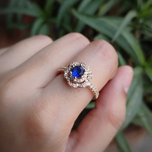 Blue sapphire ring, September birthstone ring, sapphire jewelry, 925 sterling silver ring, promise ring, wedding ring, birthday gift for her