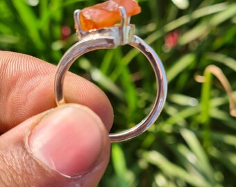 Red Agate Carnelian Solid Band Ring Crystal Quartz Gemstone Healing Jewelry #8