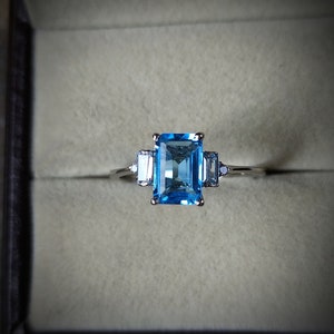 Aquamarine gemstone Ring/925 Sterling Silver Ring/ March Birthstone/ Aquamarine Engagement Ring/ proposal ring/ Promise Ring/ Gift For Her