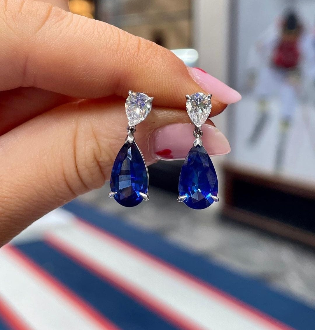 Sapphire teardrop earrings deals