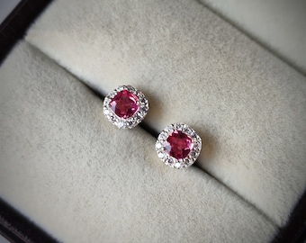 Pink tourmaline earring studs/ 925 sterling silver earrings/ October birthstone studs/ pink tourmaline jewelry/ anniversary gift for her