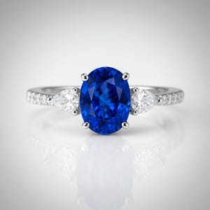 Blue Sapphire ring / oval cut Sapphire ring / 925 sterling silver ring / September birthstone / promise ring / proposal ring / gift for her