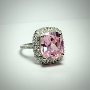 Pink tourmaline ring/ 925 sterling silver ring/ October birthstone ring/ pink stone promise ring/ wedding ring/ birthday gift for her