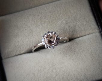 ヴィンテージ モルガナイト リング スターリングシルバー ハロー