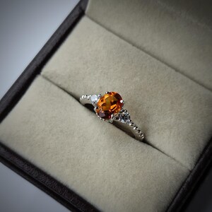Mandarin garnet ring/ oval cut orange garnet ring / 925 sterling silver ring/ january birthstone ring/ promise ring/ birthday gift for her