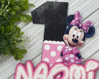 Personalized Minnie Mouse 1st Birthday Cake Topper