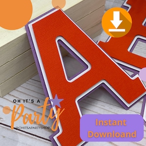 Capas para letras 3D de la A a la Z, Layer Wave y Offset, plantilla troquelada, capas SVG para letras 3D para Cricut y Silhouette, archivo PDF