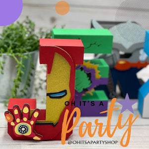 Letras 3D de superhéroe, decoración de habitación de superhéroe personalizada para niños, juego de letras 3D personalizables, letras 3D de superhéroe.