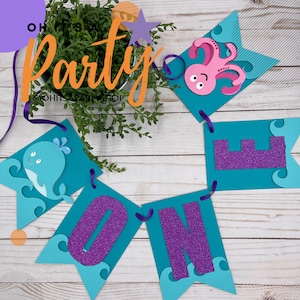 ONE or TWO Banner, Under the sea,  First Party Decorations, 2do happy birthday banner, High Chair Banner, Photo Backdrop, First birthday