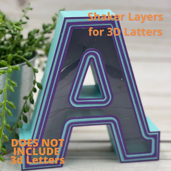 Shaker Layer for 3D Alphabet Letters A to Z, cutting files, cut template, SVG 3D letters Shaker for Cricut and  Silhouette, Shaker Bundle