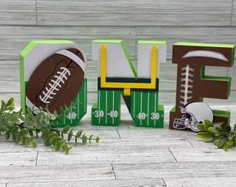 Football Party ONE Letters: 3D Cake Smash Prop, 1st Birthday Decor