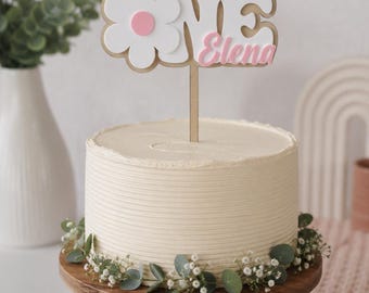 Personalized Daisy Name Cake Topper, Custom Flower Birthday Party Decoration