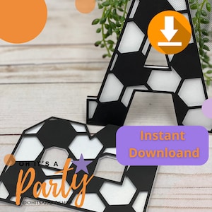 Camadas de futebol para letras 3D de A a Z, modelo recortado, camadas SVG para letras 3D, Cricut e silhueta, bola, letras 3D SVG