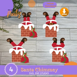 Papá Noel en la chimenea, Navidad en la chimenea SVG, piernas de Papá Noel Svg, pies de Papá Noel, botas, Navidad Svg, DXF, archivo de corte, Cricut, silueta, descarga instantánea
