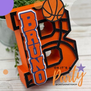 Carta de aniversário com tema de basquete, letra de basquete em 3D, adereço para fotógrafo esmagar bolo, festa de aniversário com tema de esportes.