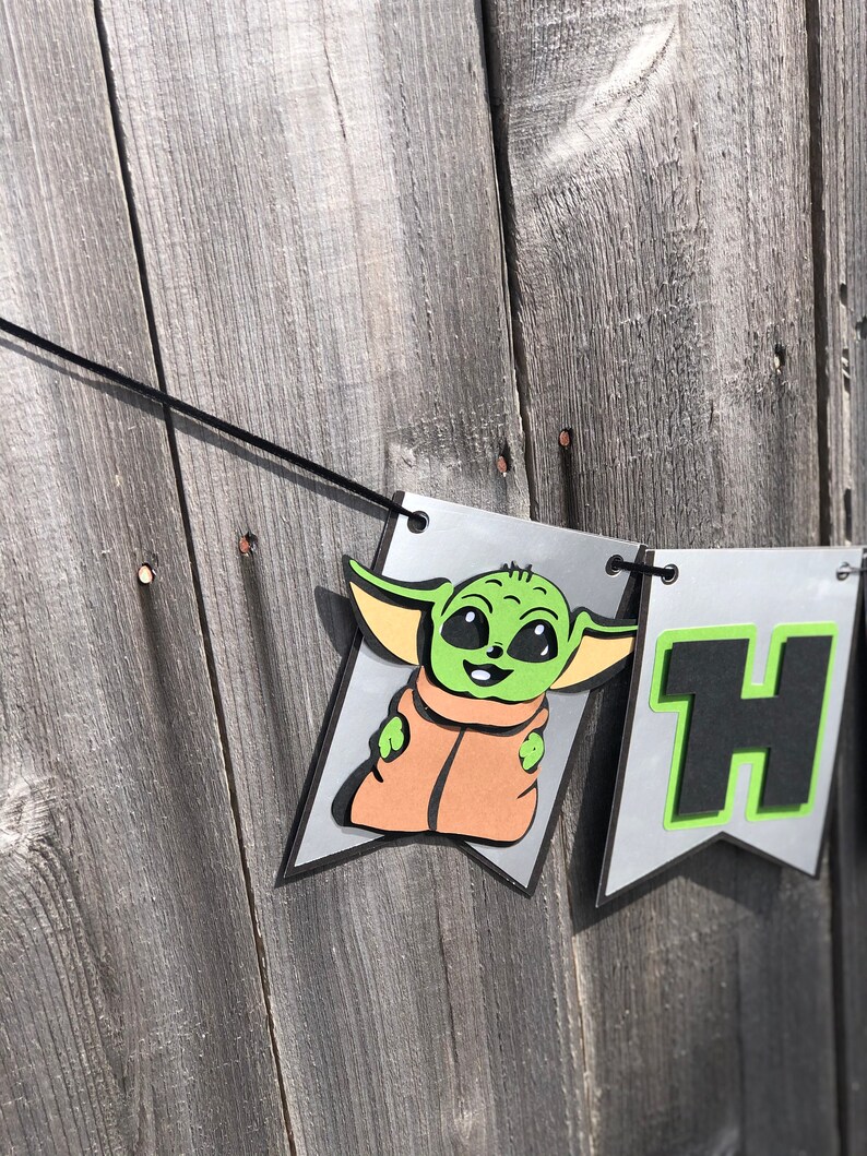 Baby Yoda happy birthday banner Custom Banner Banner ONE | Etsy