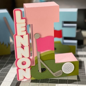 Golf Theme 3D Letter or Number, Birthday Party, party Decorations, Decoration room, Golf Birthday, Cake Smash Props,  Golf Party.