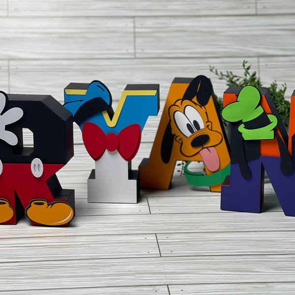 Lettres personnalisées de Mickey Mouse, lettres 3D, anniversaire de Mickey Mouse, thème de fête Mickey, décoration de salle de Mickey Mouse, cadeau, fête de Mickey Mouse