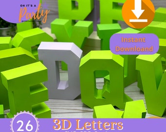 3D-alfabetletters A tot Z-sjabloon, snijbestanden voor handmatig of machine, gestanst sjabloon, SVG 3D-letters voor Cricut en silhouet, PDF.