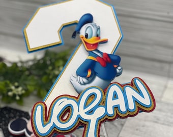 Personalized Donald Duck Cake Topper, Birthday Party Decor