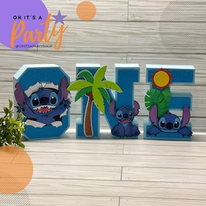 ONE Stitch 3D letters, Stitch party decor, stitch Birthday décor, Stitch décor, bedroom décor, birthday party.