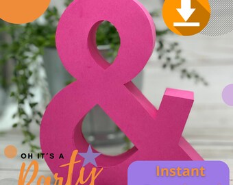 3D Ampersand digital download cut files, Ampersand sing, download PDF, SVG DXF, cutting files for manual or machine, Die cut template