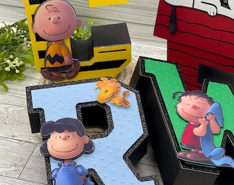 Personalized Peanuts 3D Letters | Charlie Brown Snoopy Birthday Party Decor