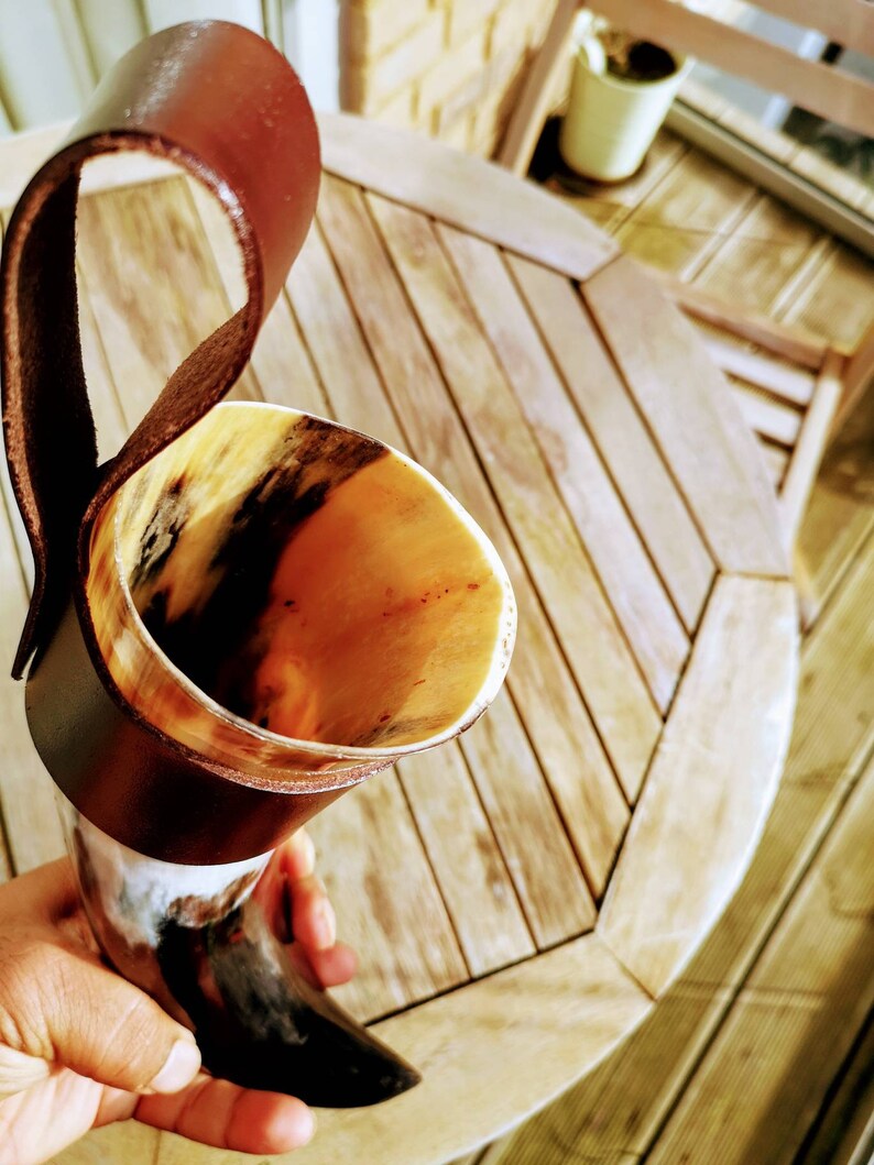 DRINKING HORN With Leather Strap Personalized Strap Horn Etsy