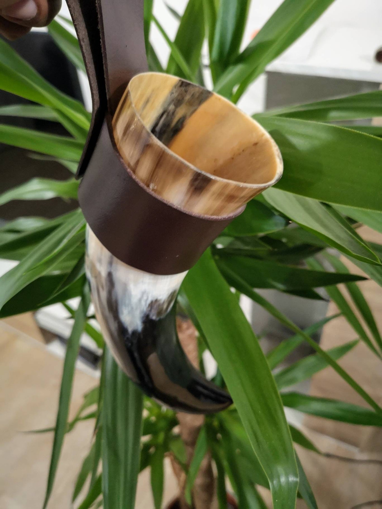 DRINKING HORN With Leather Strap Personalized Strap Horn Etsy