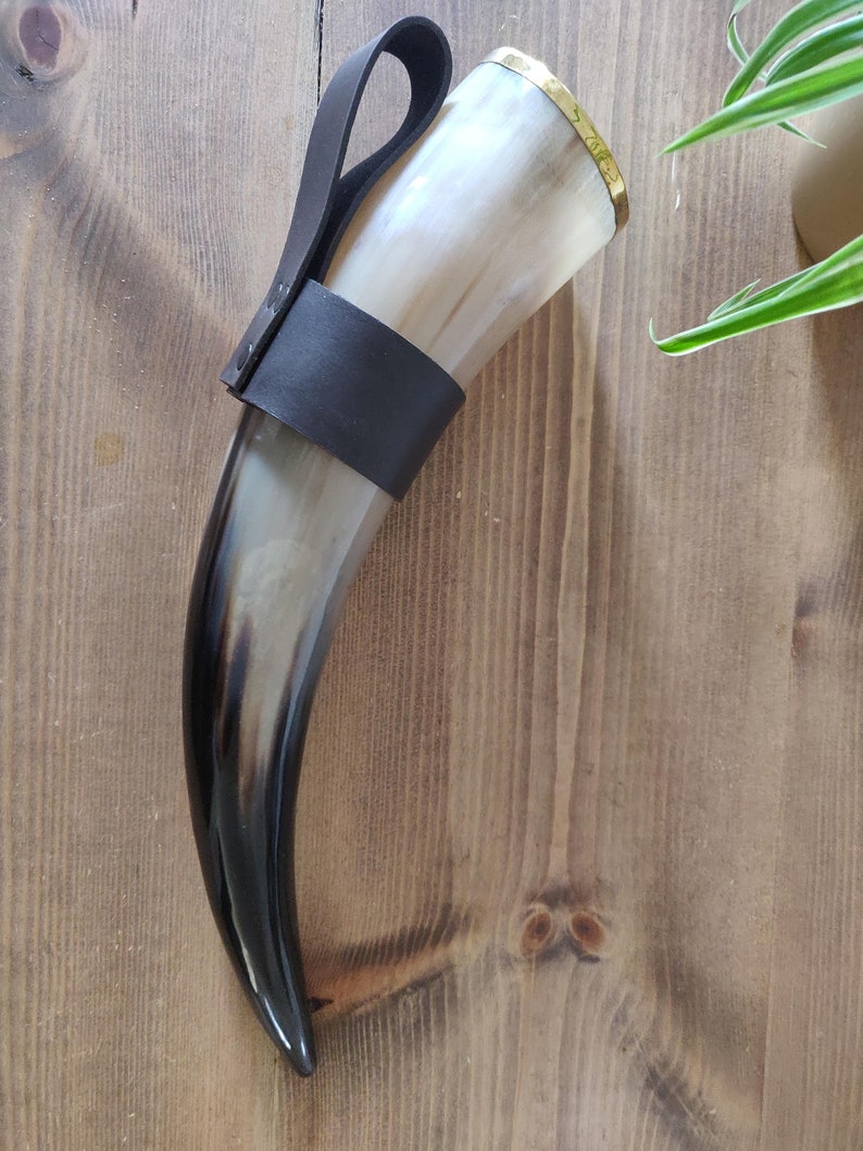 DRINKING HORN With Leather Strap Personalized Strap Horn Etsy