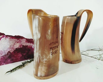 Personalised Viking Beer Horn Mug/Tankard, Smooth finish Horn mugs - 350-500ml Mugs
