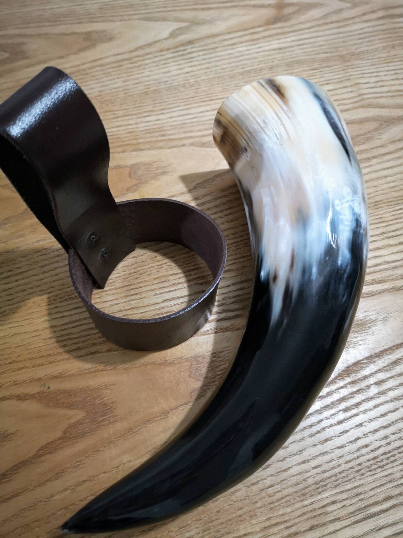 DRINKING HORN With Leather Strap Personalized Strap Horn Etsy