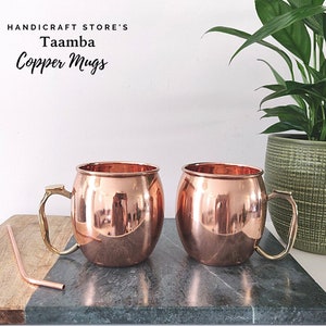 Glossy Copper Mug with Brass Handle - Anniversary, Birthday, Party gift