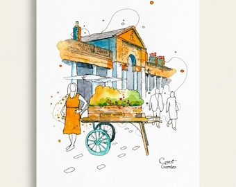 COVENT GARDEN, London | Watercolours and Ink | Original and Prints | Wall Art, Gift, Hand Painted