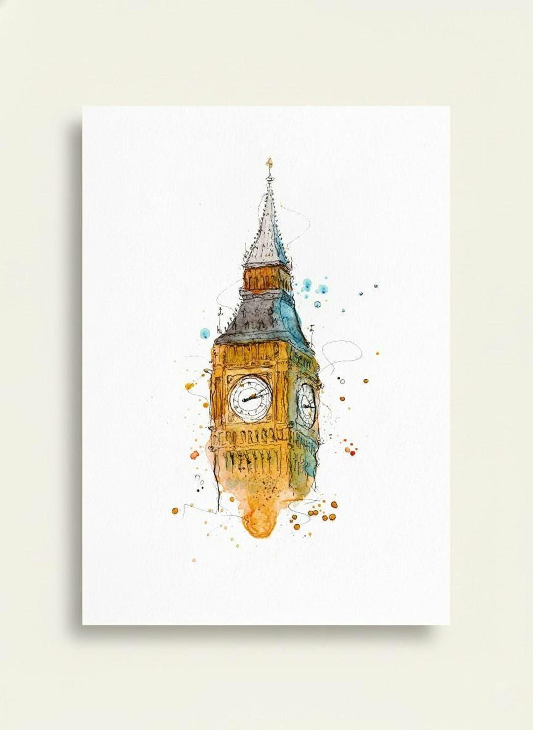 Big Ben, London | ORIGINAL & PRINT | Watercolour and Ink | A3/A4/A5 ...