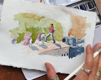 Bollywood 'Chaiya Chaiya' Dil Se Malerei | Valentinstag Geschenk Wandkunst Shah Rukh Khan | ORIGINAL und PRINT | Aquarell & Tinte | A5 Größe