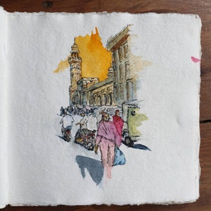 Woman on Old Lahore Street, Pakistan | PRINT | Watercolour and Ink | A5 Fine Art Print, Eid Gift, Painting, Wall Art, Handmade