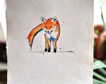 London Urban Fox | Ink and Watercolour | ORIGINAL AND PRINTS | A3 / A4 / A5 | Cotton Rag Paper, Wildlife Painting Urban City Animals