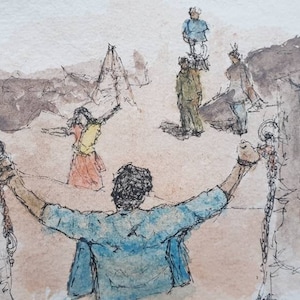 Bollywood SHOLAY / A5 PRINT / Regalo di San Valentino / Acquerello & Inchiostro / Amitabh Bachchan, Dharmendra, Pittura d&#39;arte indiana, Regalo