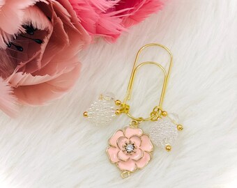 Planner paperclips, gold paperclips, planner charms, flower paperclips, gold charm paperclips, planner accessories, planner decor, tn charms
