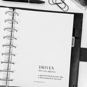 Driven, Determination Definition, Happy Planner, Half Letter, A5, Personal, Louis Vuitton GM & MM Agenda, Planner Dashboards, Insert