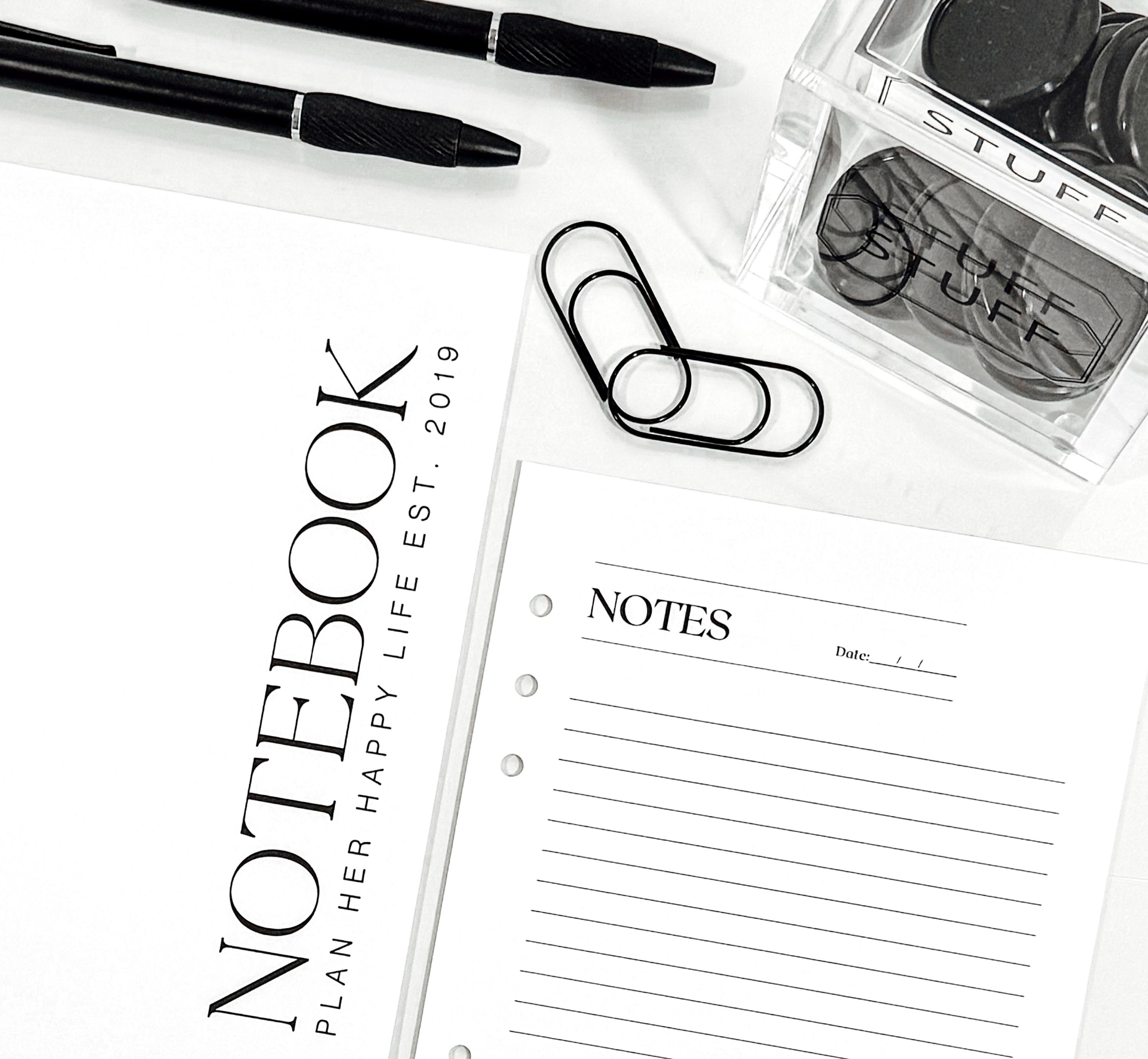 Planner Note Inserts, Planner Note Page Refills, Journaling Pages, A5 ...