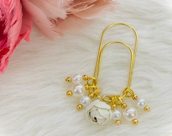 Planner paperclips, gold paperclips, planner charms, flower paperclips, gold charm paperclips, planner accessories, planner decor, tn charms