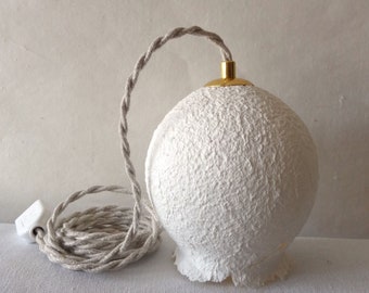 Lámpara de papel tisú reciclado Lámpara de pared portátil, suspendida - Lámpara nómada boho eco-responsable - Lámpara decorativa y artesanal