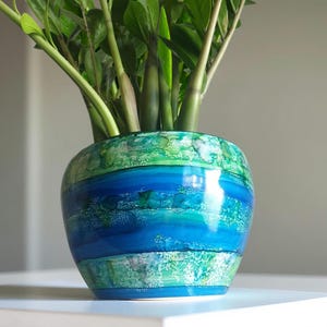 MANGROVE Handpainted Alcohol Ink Planter Pot- Extra Large